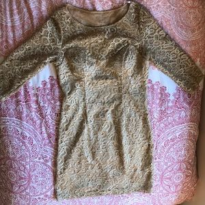 Sue Wong Gold Midi Dress